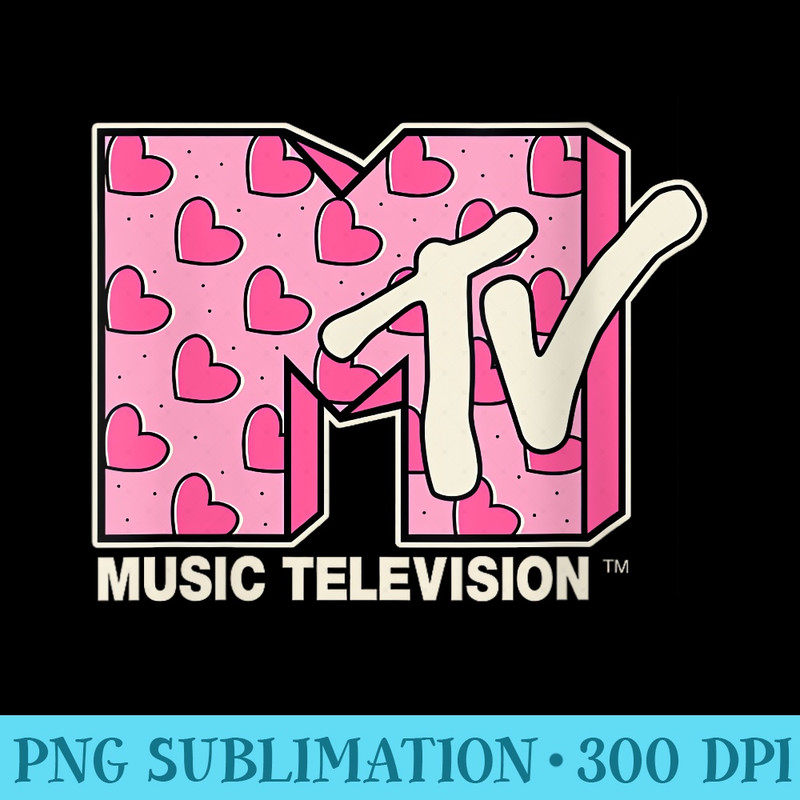 Womens MTV Music Television Valentines Day Heart Pattern Fill - PNG Templates Download - Bring Your Designs to Life