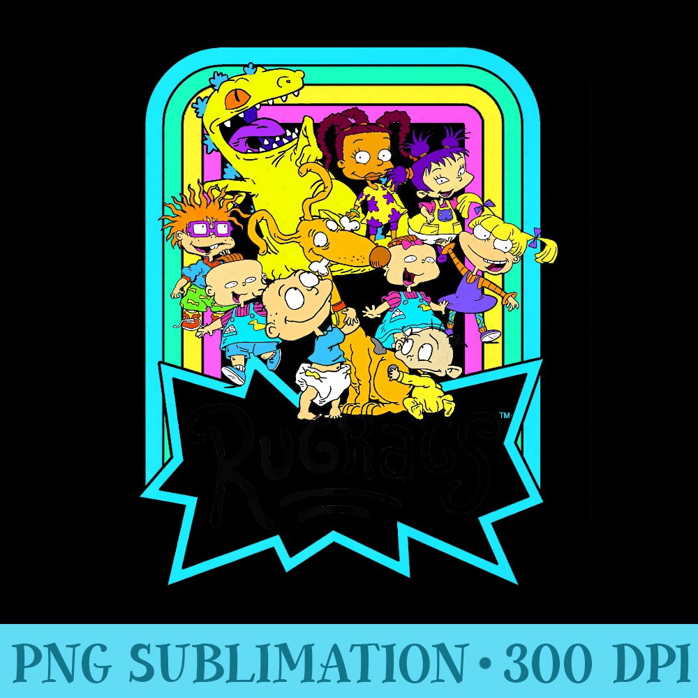 Nickelodeon Rugrats Neon Rainbow Reptar And Friends Premium - Shirt Image Download - Easy-To-Print And User-Friendly Designs