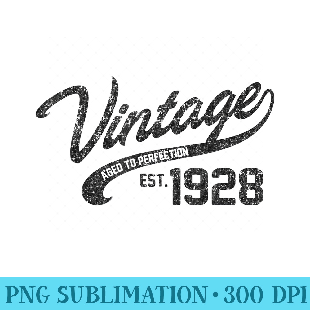 Vintage Made In 1928 T 90th Birthday - Sublimation patterns PNG - Perfect for Creative Projects