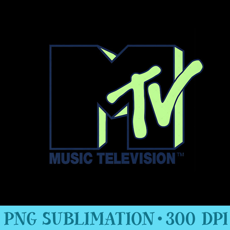 MTV Neon Green Stripe MTV Logo Premium - Shirt Artwork PNG - Transform Your Sublimation Creations