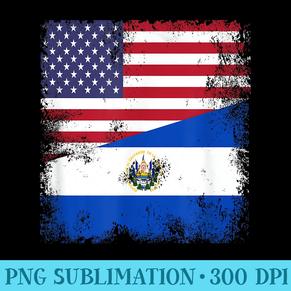 Half Salvadoran Flag T Vintage El Salvador USA - Transparent Shirt Design - Unique And Exclusive Designs