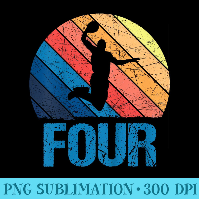 4th Birthday Retro Basketball 4 Years Old Girl - PNG Transparent Background Download - Trendsetting And Modern Collections