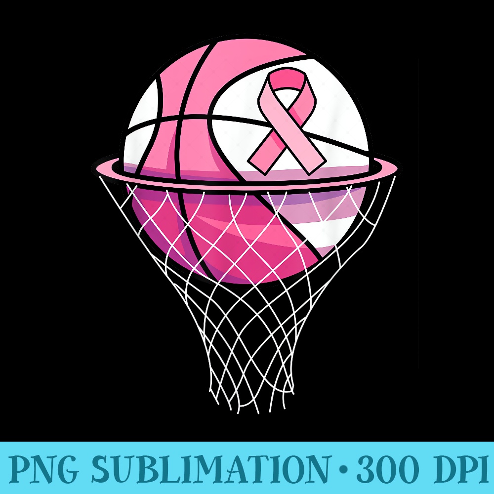 Breast Cancer Support Pink Basketball Love Coach - Shirt Printing Template PNG - Create with Confidence