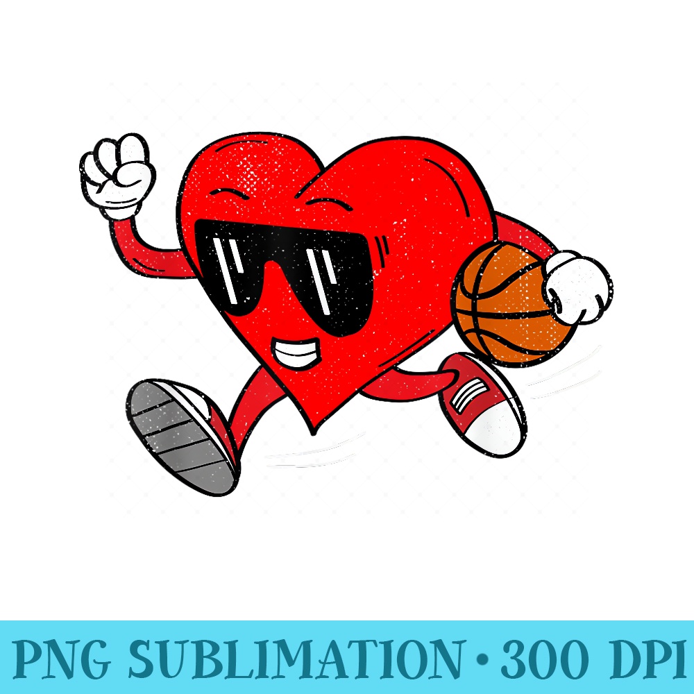 Funny Heart Basketball Valentines Day Love Girls - Sublimation graphics PNG - Fashionable and Fearless