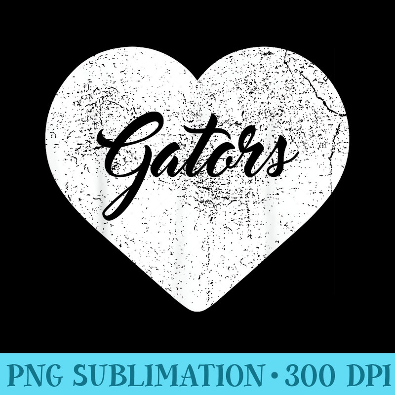 Gators School Sports Fan Team Spirit Mascot Heart - Transparent Shirt Clip Art - Perfect for Sublimation Mastery