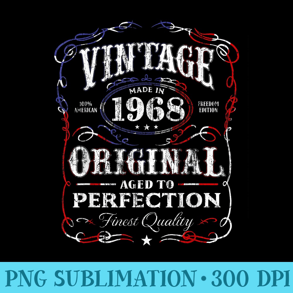 Vintage Made In 1968 T 50th Birthday - PNG Download Design - Instant Access To Downloadable Files