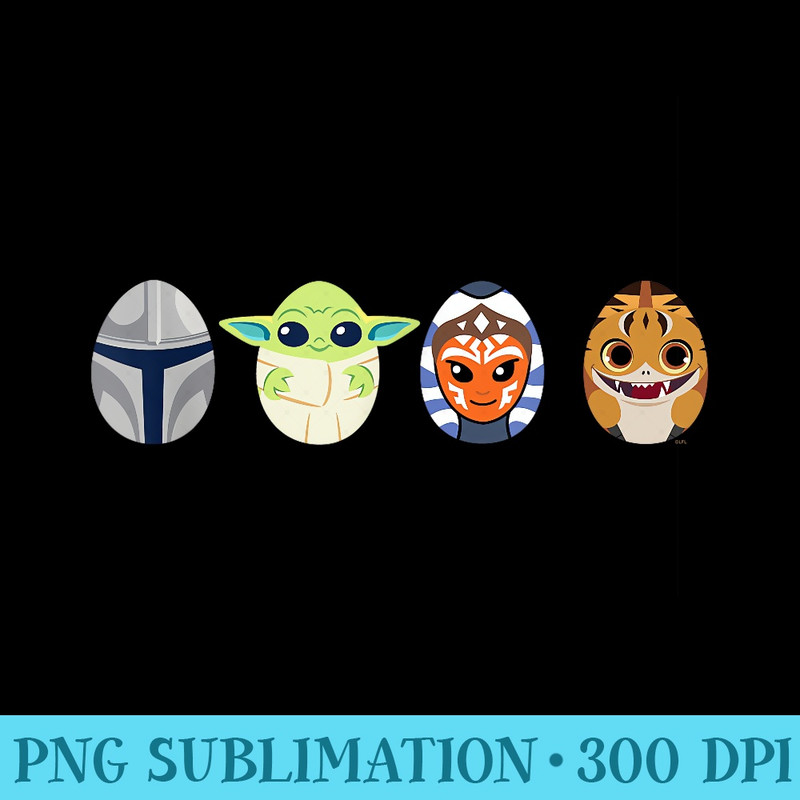 Star Wars The Mandalorian Grogu Ahsoka LothCat Easter Eggs - Modern PNG designs - Easy-To-Print And User-Friendly Designs