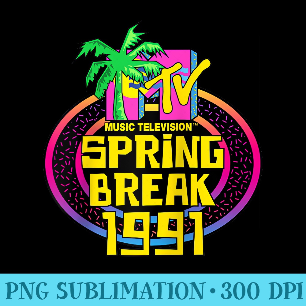MTV Spring Break 1991 Classic Logo Raglan Baseball - Download PNG Files - Capture Imagination with Every Detail