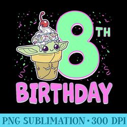 star wars the mandalorian grogu 8th birthday ice cream cone premium - fashionable shirt design