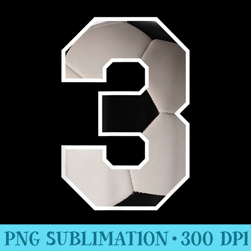 Jersey Number 3, Three Athletic Style Soccer Ball Player - Shirt Artwork PNG - Add a Festive Touch to Every Day