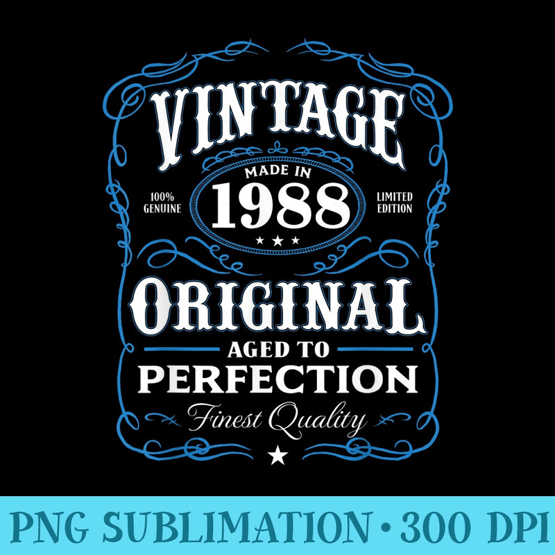 Vintage Made In 1988 T 30th Birthday - Shirt Print PNG - Limited Edition And Exclusive Designs