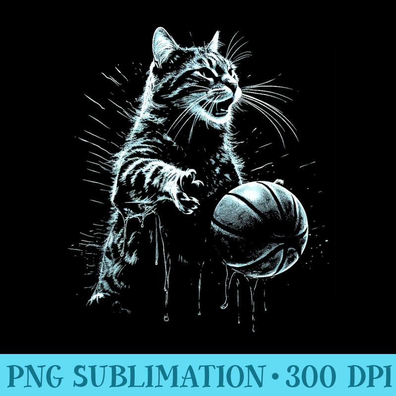 Cat Playing Basketball - High Quality PNG files - Bring Your Designs to Life
