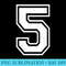 Number 5 Sports Player Number BACK of - High Quality PNG Files - Vibrant and Eye-Catching Typography