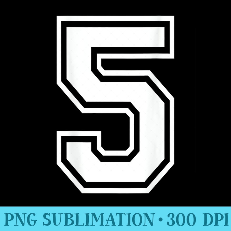 Number 5 Sports Player Number BACK of - High Quality PNG Files - Vibrant and Eye-Catching Typography