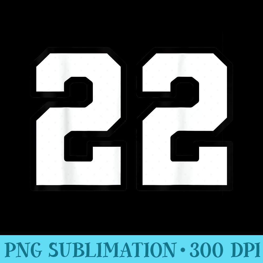 Number 22 Varsity Sports Style - Sublimation graphics PNG - Create with Confidence