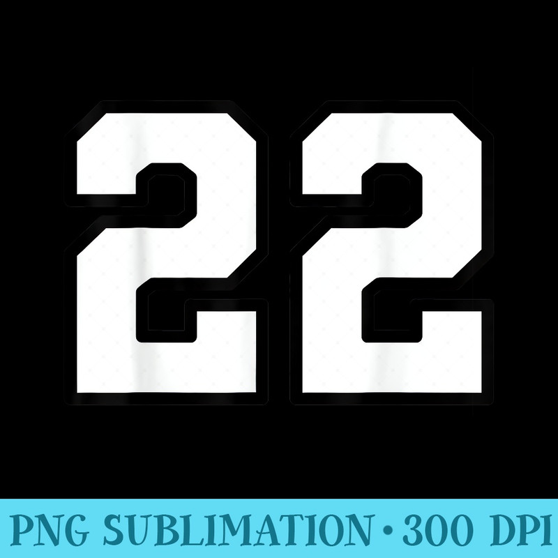 Number 22 Varsity Sports Style - Sublimation graphics PNG - Create with Confidence