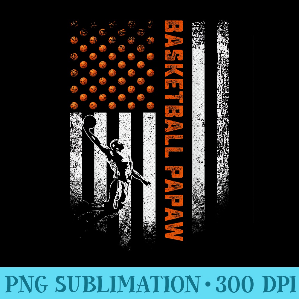 Vintage USA American Flag Proud Basketball Papaw Silhouette - Sublimation PNG download - Capture Imagination with Every Detail