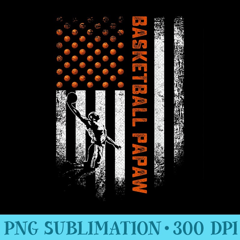 Vintage USA American Flag Proud Basketball Papaw Silhouette - Sublimation PNG download - Capture Imagination with Every Detail