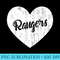 Rangers School Sports Fan Team Spirit Mascot Heart - PNG Clipart Download - Enhance Your Apparel with Stunning Detail