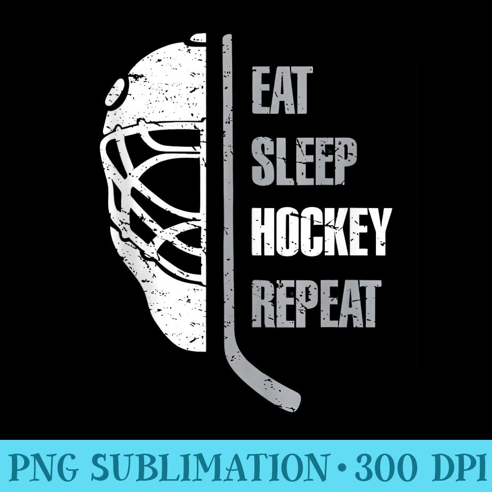 Eat Sleep Hockey Repeat Retro for Hockey Lovers - Transparent PNG Download - Instant Access To Downloadable Files
