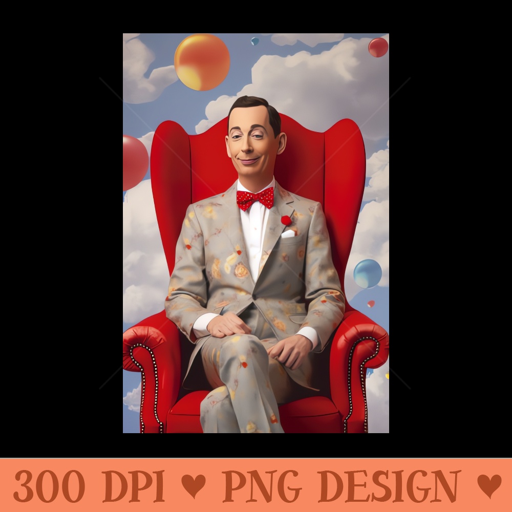 pee wee herman siting on chair in heaven - High Quality PNG Artwork - Unique And Exclusive Designs