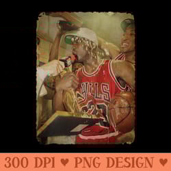 michael jordan and scottie pippen interviewed after celebration - png prints