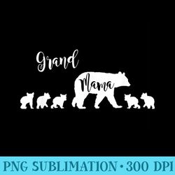grand mama bear with 5 five cubs grandma grandmother - modern png designs