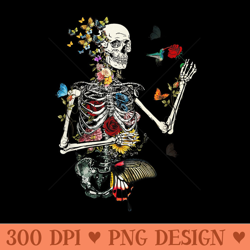 Cool Skeleton Plant Nature Flower Halloween - PNG Graphics - Trendsetting And Modern Collections