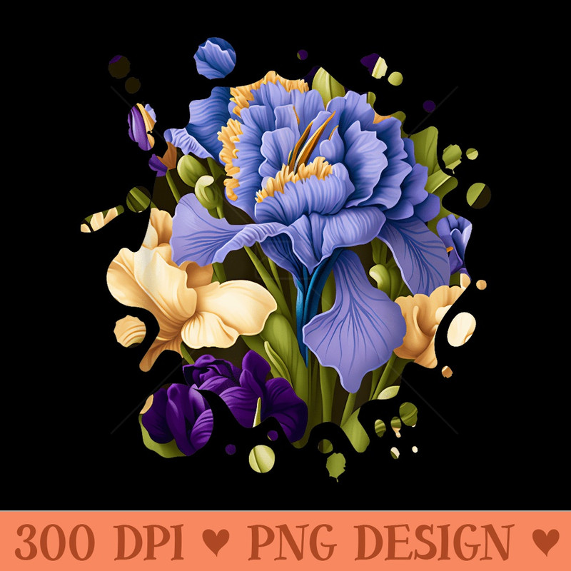Vintage Iris Inspired Flower Plant Lover Funny gardening - PNG Clipart for Graphic Design - Unique And Exclusive Designs
