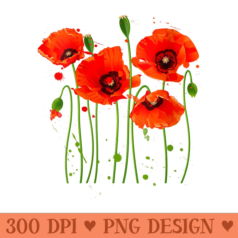 Womens Watercolor Red Poppy Flower Gardening Plants Lover - Trendy PNG Designs - Limited Edition And Exclusive Designs