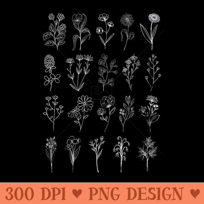 Vintage Inspired Flower Botanical Chart Plant Lover - PNG graphics - Perfect for Sublimation Mastery