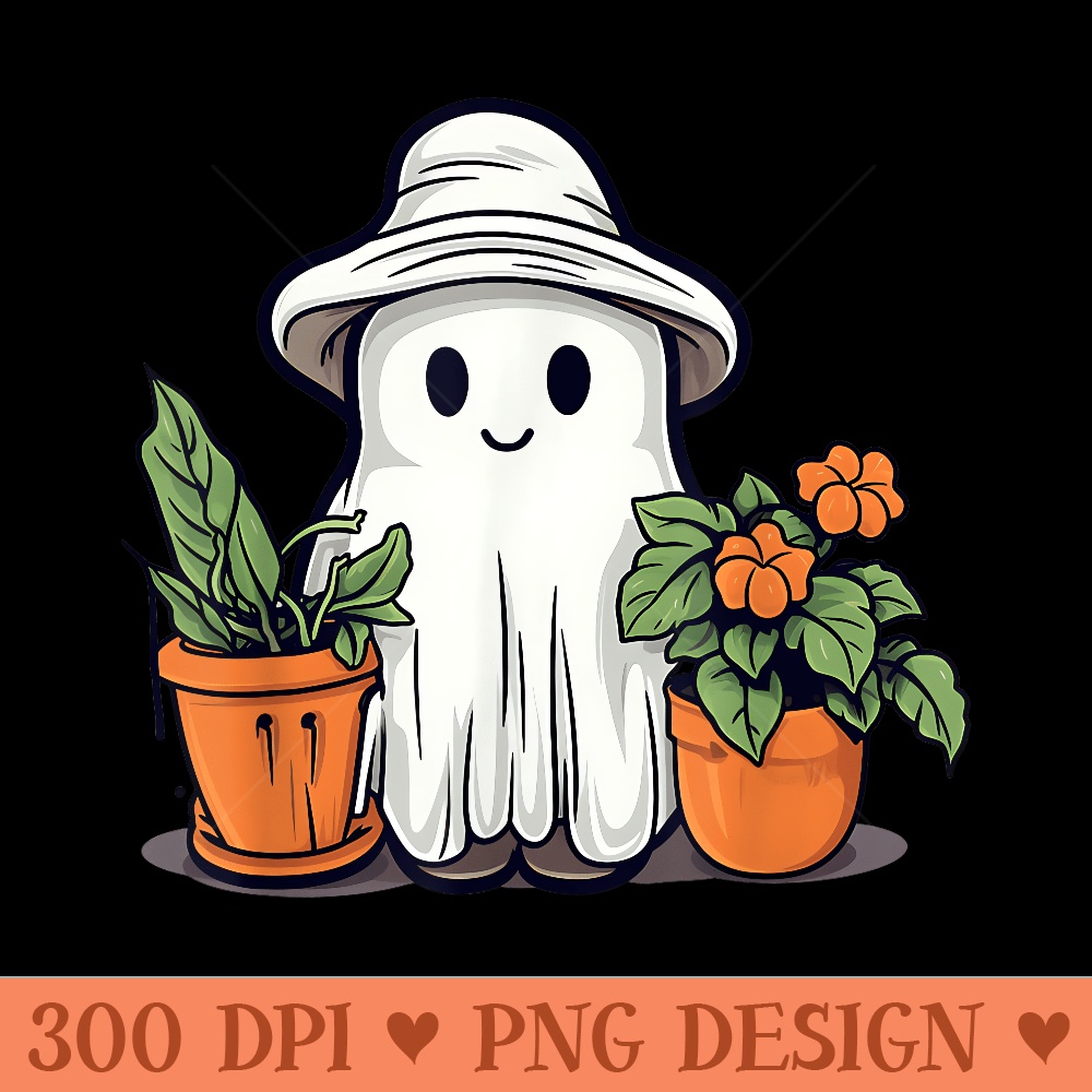 Funny Ghost Ghostly Gardening Plant Retro Halloween - PNG Clipart for Graphic Design - Easy To Print And User Friendly Designs