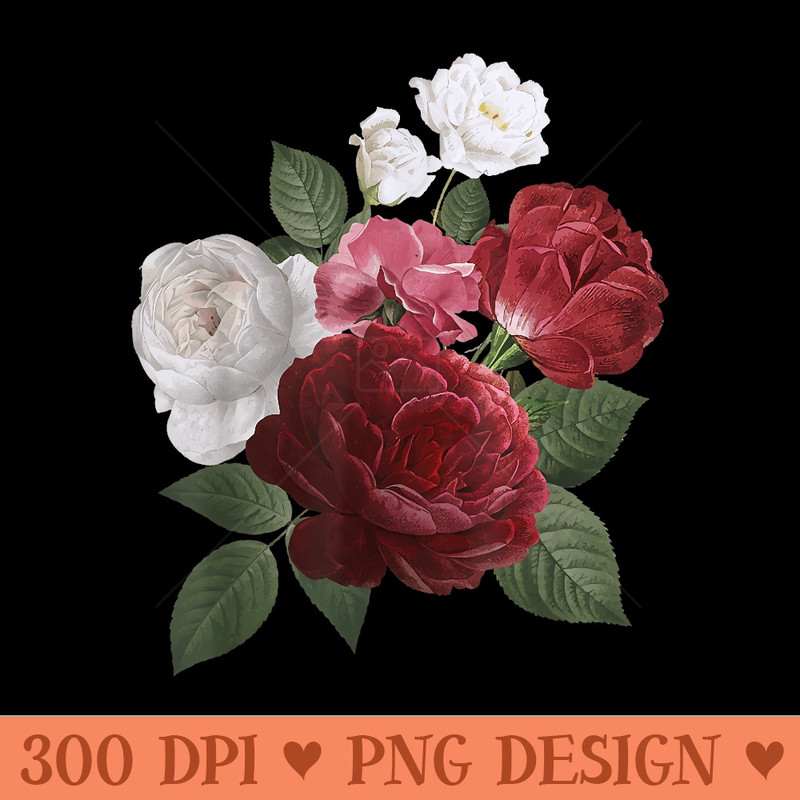 Cute Rose Design For Red Roses Flower Floral Plant - PNG graphics - Enhance Your Apparel