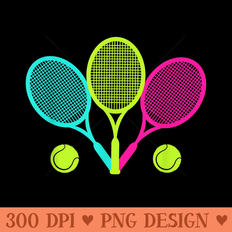 Colorful Tennis Racket Ball Tennis Coach Player - PNG Clipart for Graphic Design - Perfect for Sublimation Art