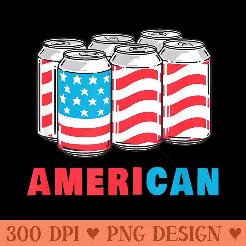 AmeriCan Funny 4th of July Beer Patriotic USA Flag - PNG download for graphic design - Bring Your Designs to Life