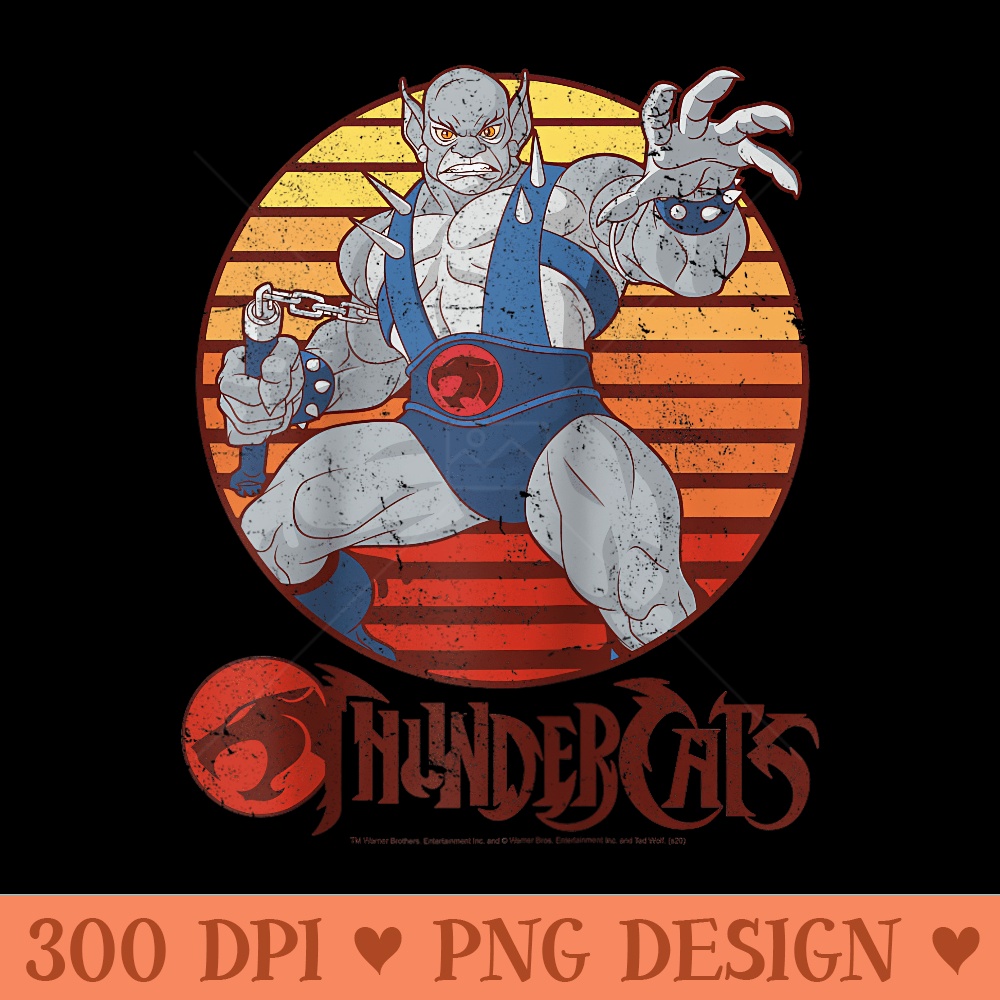 ThunderCats Panthro Retro Sunset Raglan Baseball - PNG download with transparent background - Perfect for Personalization