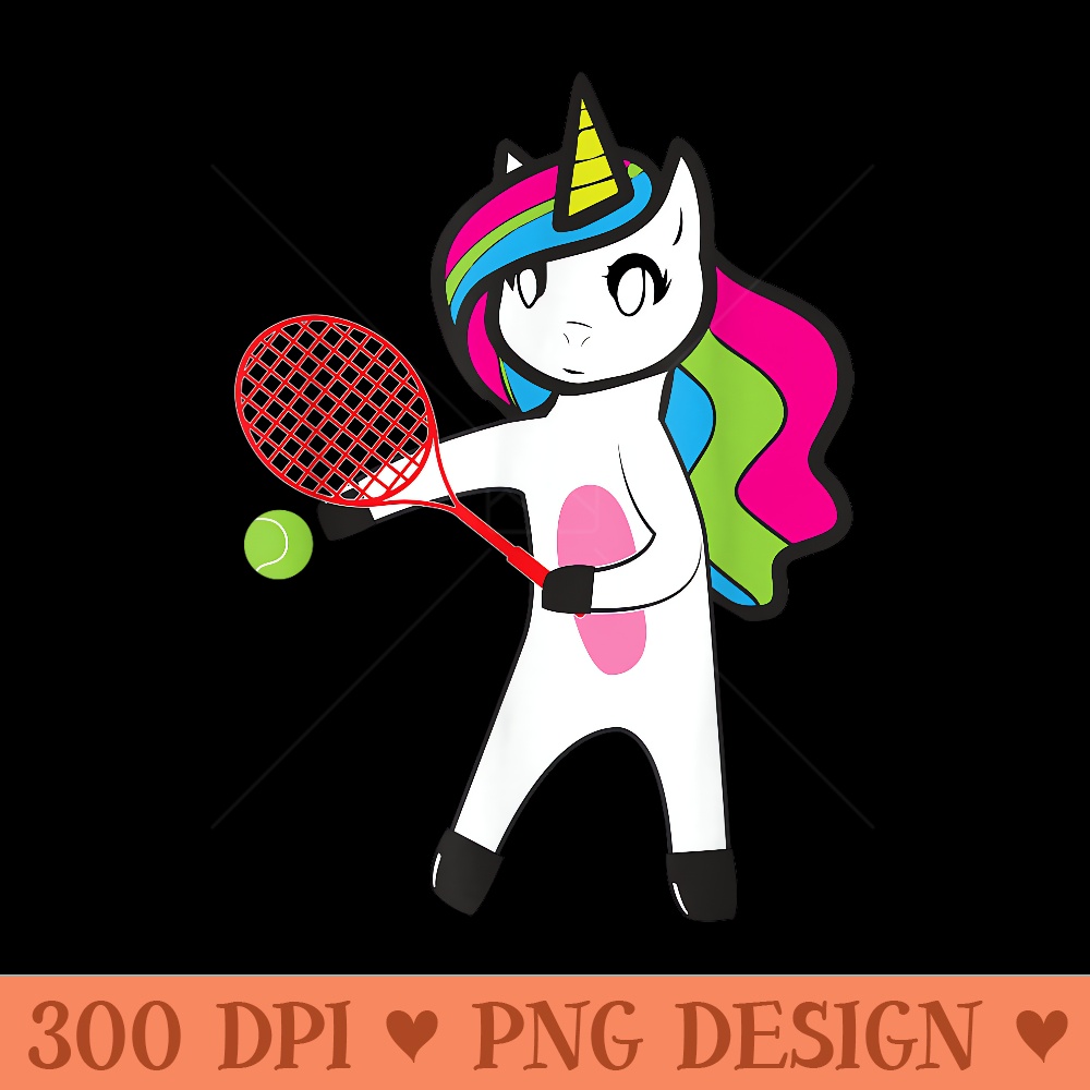 Unicorn Playing Tennis Cool Racket Sport Lover - Sublimation PNG Designs - Stunning Sublimation Graphics