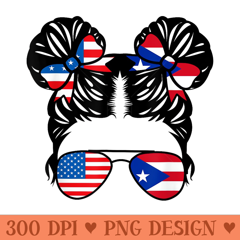 Half American Puerto Rican Girl USA Puerto Rico Flag Patriot - PNG Download - Bold & Eye Catching