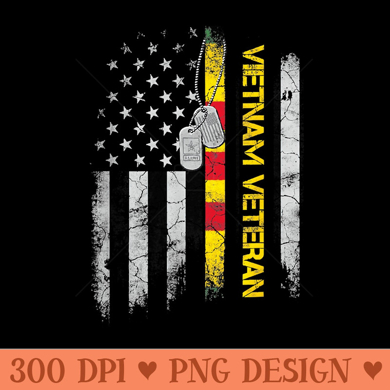 US Army Vietnam Veteran USA Flag , Veteran Vietnam Army - Unique PNG Artwork - Premium Quality PNG Artwork
