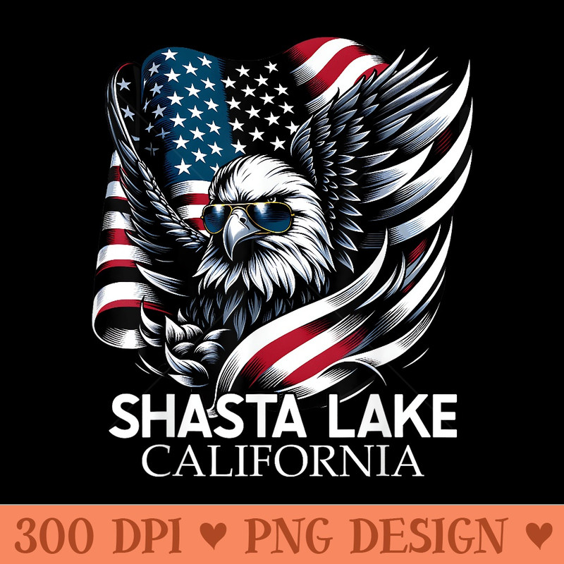 Shasta Lake California 4th Of July USA American Flag - Clipart PNG - Unique And Exclusive Designs