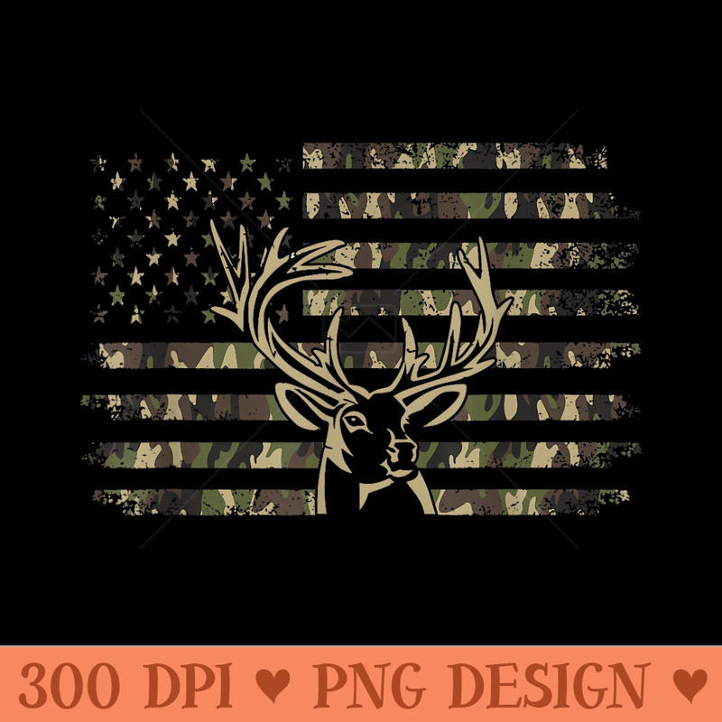 Camo American Flag USA Camouflage Flag Outdoor Antlers Deer - PNG Clipart for Graphic Design - Bold & Eye Catching