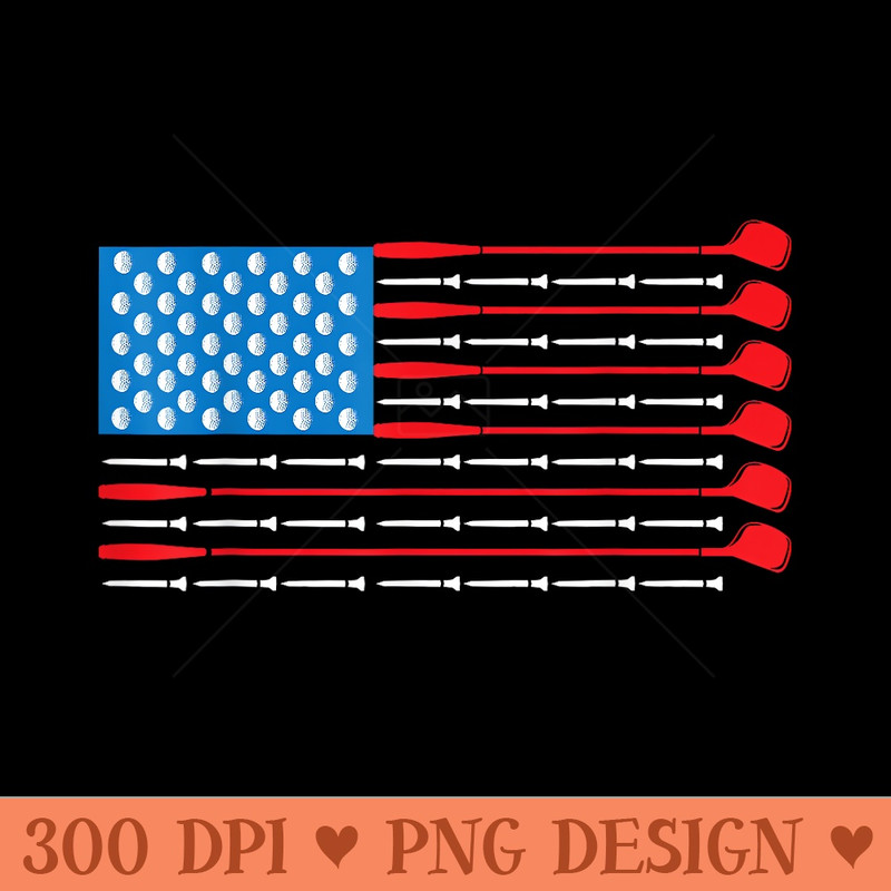 Patriotic Golf USA Flag Golf Clubs Golf Balls - Design PNG template - Transform Your Sublimation Creations