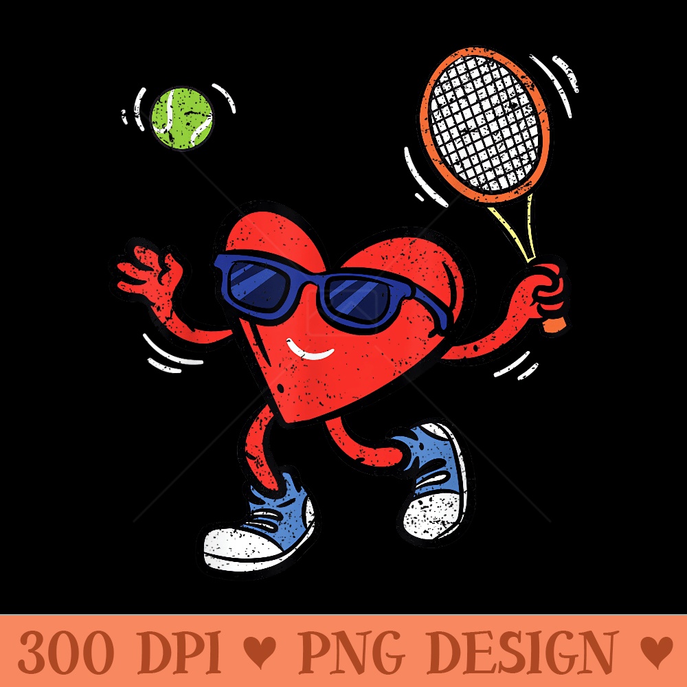 Heart Tennis Player Valentines Day Funny - PNG download for graphic design - Create with Confidence