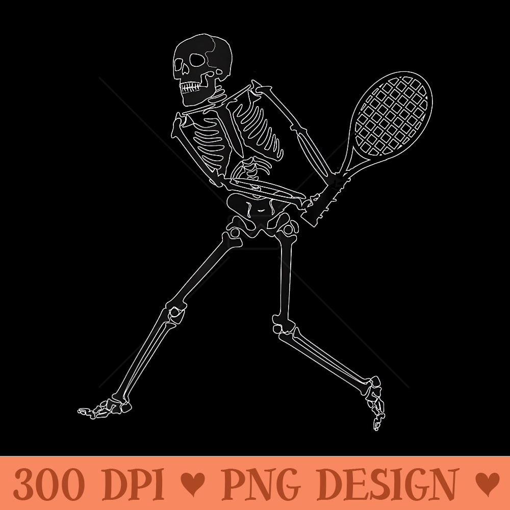 Black Skeleton Halloween Skeleton Xray Tennis Player - Beautiful PNG download - Unlock Vibrant Sublimation Designs