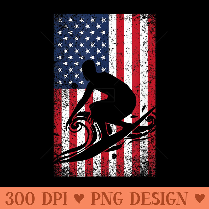 USA Flag Surfer Surfboard Summer Holiday Wave gift - Clipart PNG - Unlock Vibrant Sublimation Designs