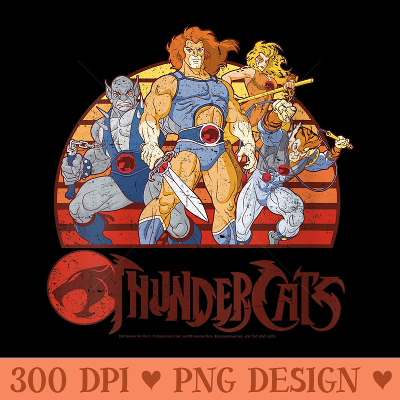 Womens ThunderCats Group Retro Sunset - Ready To Print PNG Designs - Versatile And Customizable Designs