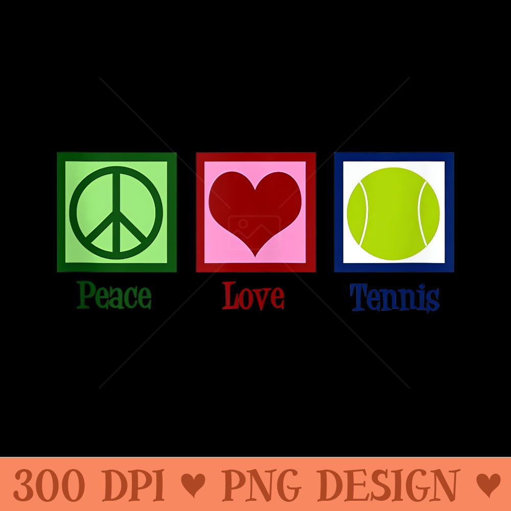 Peace Love Tennis Player Cute Sporty - High Quality PNG Clipart - Perfect for Sublimation Art