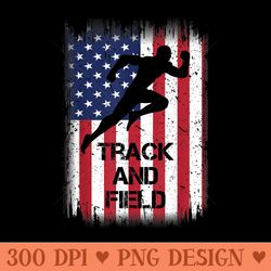 track and field american flag vintage usa red white - sublimation png designs