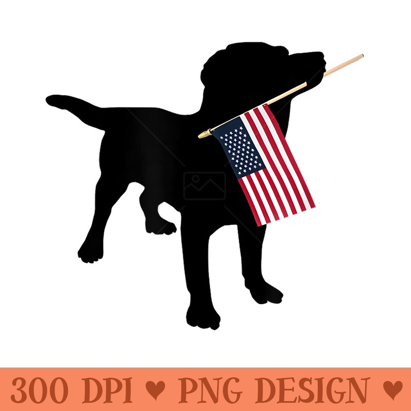 Black Lab Dog Holding July 4th Patriotic USA Flag - PNG Clipart for Graphic Design - Enhance Your Apparel