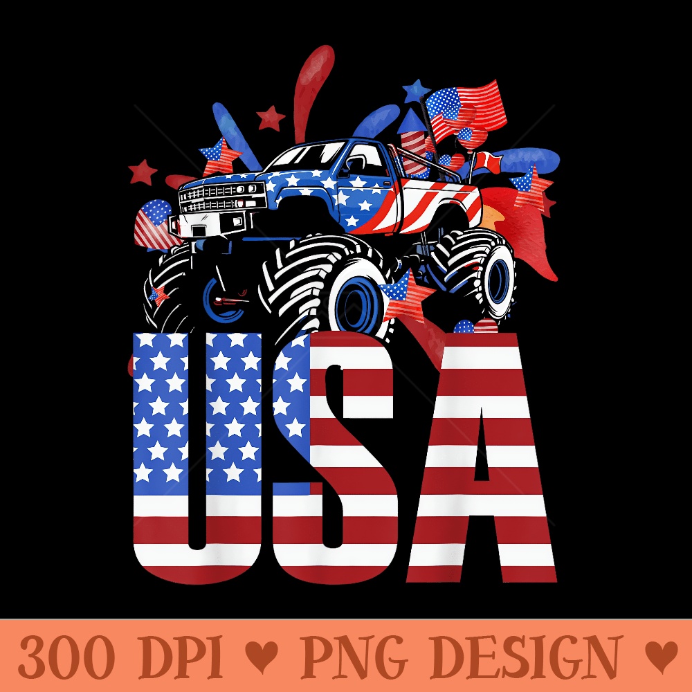 Monster Truck Toddler USA American Flag July 4th - PNG Clipart - Unlock Vibrant Sublimation Designs